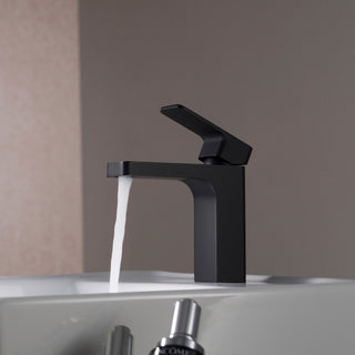 Blossom Brass Square Single Handle Bathroom Vanity Sink Faucet, Matte Black