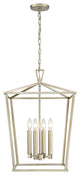 4-Light Open Geometric Lantern Chandelier Champagne