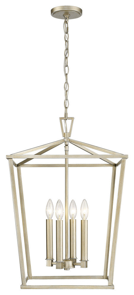4-Light Open Geometric Lantern Chandelier Champagne
