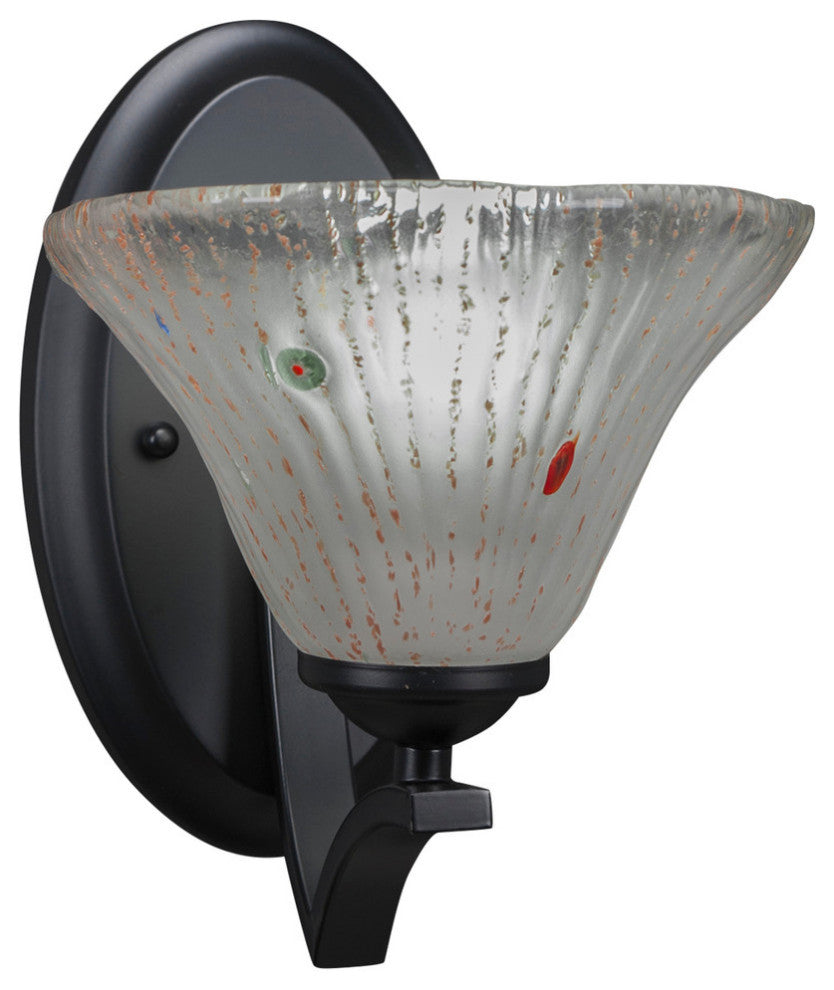 Zilo Wall Sconce, Matte Black, 7" Frosted Crystal Glass