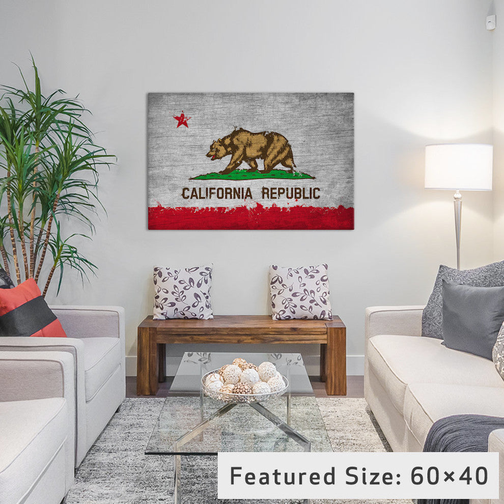 "California Fresh Paint State Flag on Wood Board" by iCanvas, 26x18x1.5"