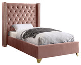 Barolo Velvet Upholstered Bed, Pink, Twin
