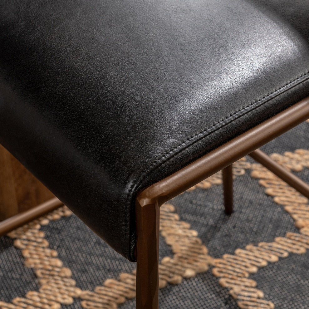 Kayne Leather Counter Stool by Kosas Home , Black