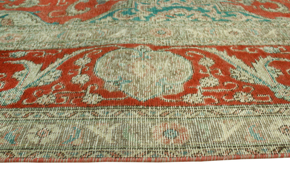 Vintage Distressed Kufuo Rust/Beige Rug, 9'4x13'7