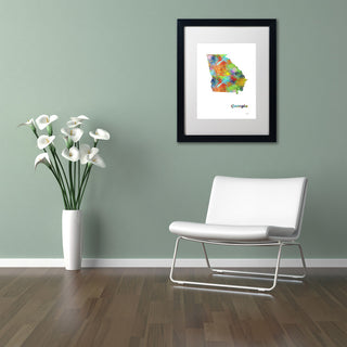 Marlene Watson 'Georgia State Map-1' Art, Black Frame, 11"x14", White Matte