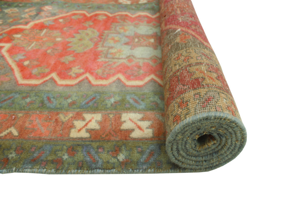Fine Vintage Distressed Rania Charcoal/Rust Runner, 3'3x10'11