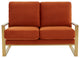 LeisureMod Jefferson Modern Design Velvet Loveseat With Gold Frame, Orange