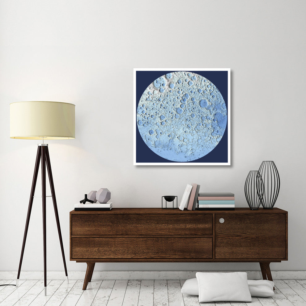 "Unmarked Decorative Topographic Map of the Moon, North Pole" Paper Art, 38"x38"