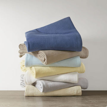 100% Cotton Freshspun Basketweave Blanket w/ 1 Self Hem,BL51N-0850