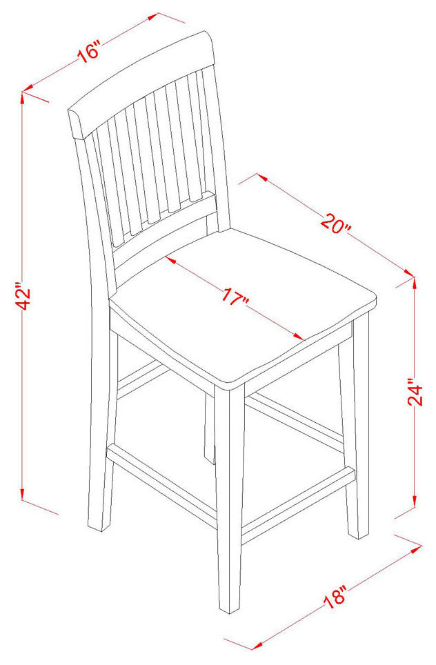 5 Pc Counter Height Pub Set -Pub Table And 4 Dining Chairs
