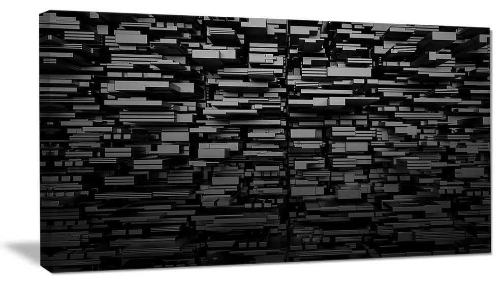 Black 3D Geometric Background, Abstract Canvas Art Print, 32"x16"