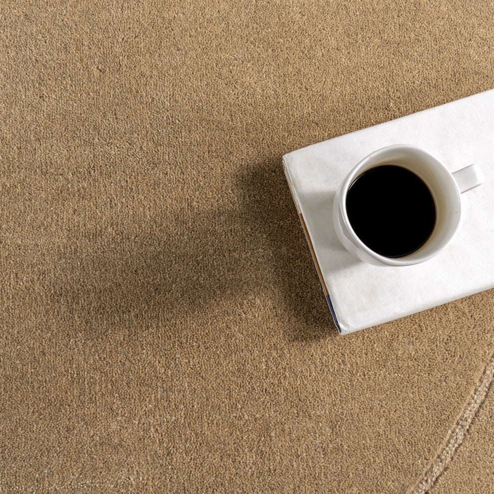 Venace Abstract Wool Area Rug, Brown 6' x 9' Shaped