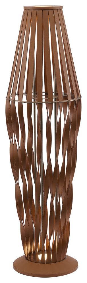 3-Light Black Iron LED Floor Lamp With Leather Accents