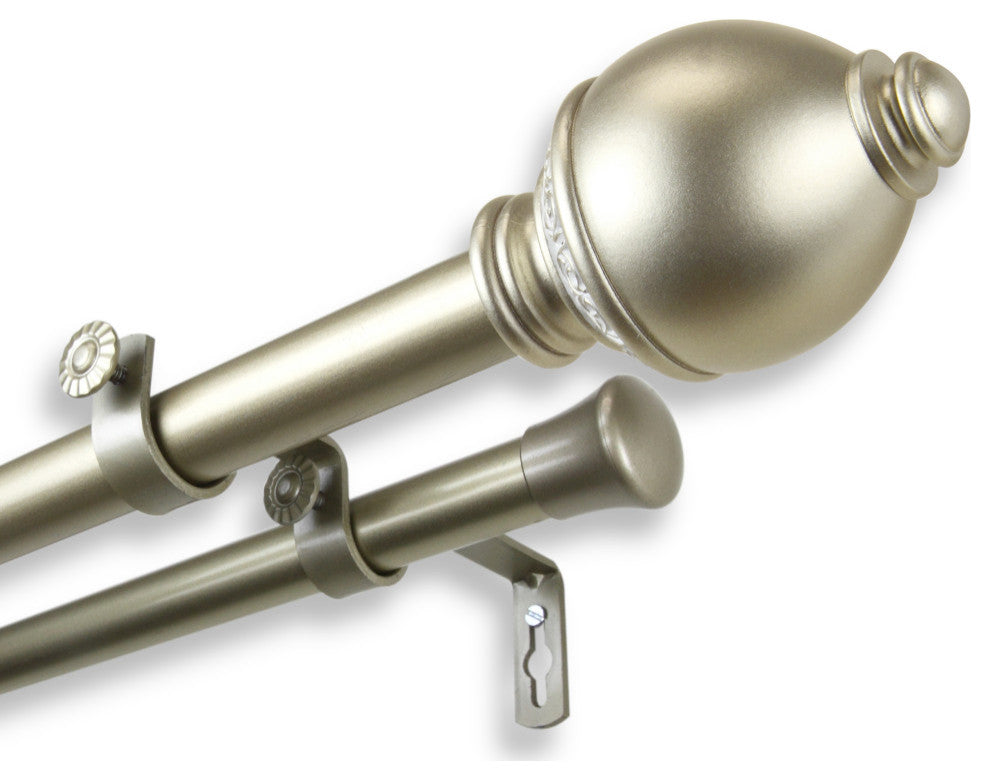Anthea 1" Double Curtain Rod, Light Gold, 120-170"