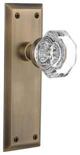 Single New York Plate With Waldorf Knob, Antique Brass