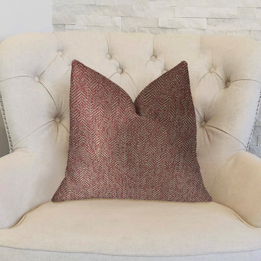 Antoinette Red and Gold Luxury Throw Pillow, 22"x22"