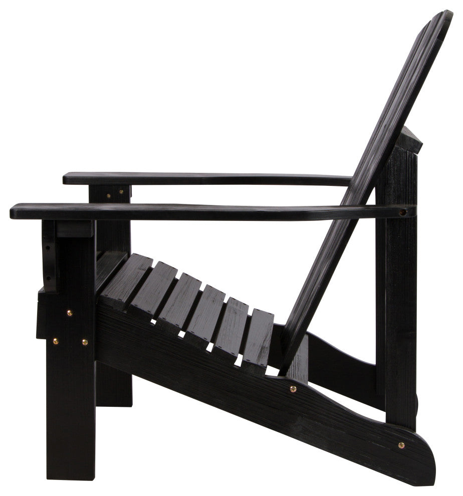 Shine Company 4626Bk Mid-Century Modern Adirondack Chair, Black
