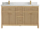 Sonoma 60 Double Bathroom Vanity in Light Natural Teak with 2" Calacatta Laza