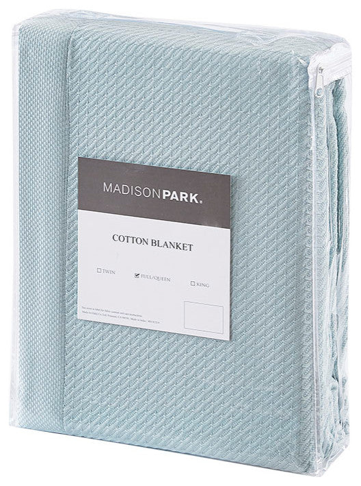 Madison Park Egyptian Cotton All-Season Woven Bedding Blanket, Blue
