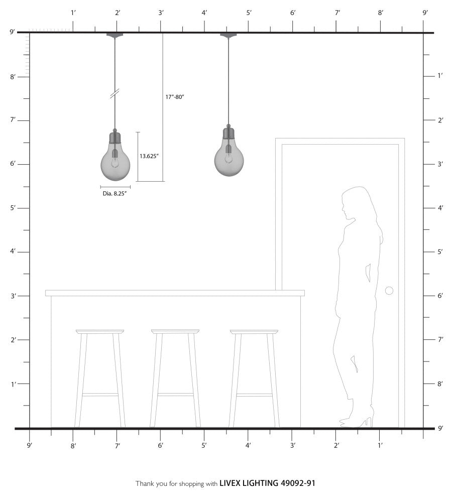 Livex Lighting Hand Blown Art Glass 1 Light Brushed Nickel Mini Pendant