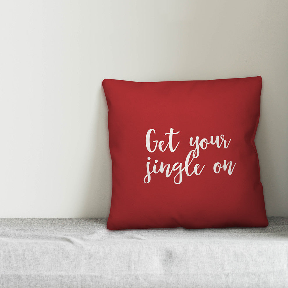 Get Your Jingle On, Red 18x18 Throw Pillow