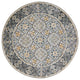 Taupe/Brown Wool Silk Mughal Inspired Hand/Knotted Round Rug, 6'1"x6'1"