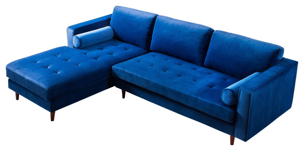 Como Navy Velvet Sectional LAF - Navy