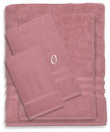 Denzi 4-Piece Towel Combination Set With Monogrammed Letter, O, Tea Rose