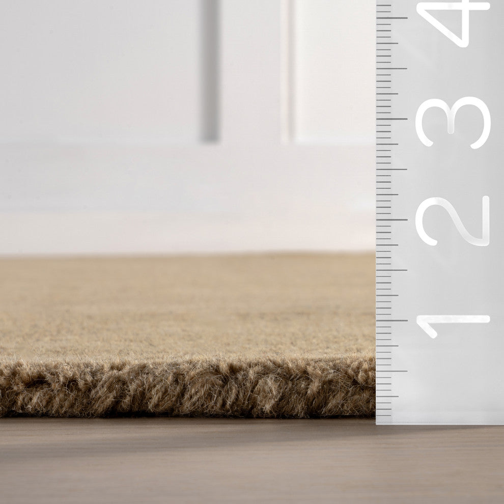 Frenshe Interiors x RugsUSA Venace Abstract Wool Rug, Brown 4' x 6' Shaped