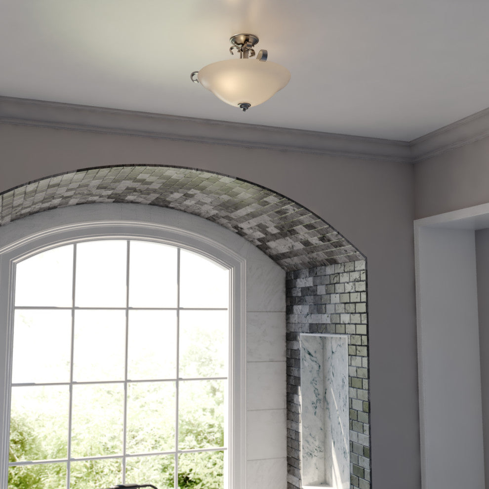 Monrovia 17" Semi-Flush Mount Ceiling Light, Brushed Nickel