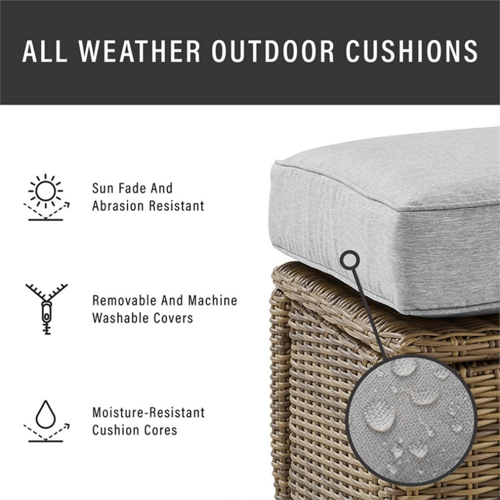 Crosley Furniture Bradenton 18.5" Wicker / Rattan Outdoor Armchair in Gray/Brown