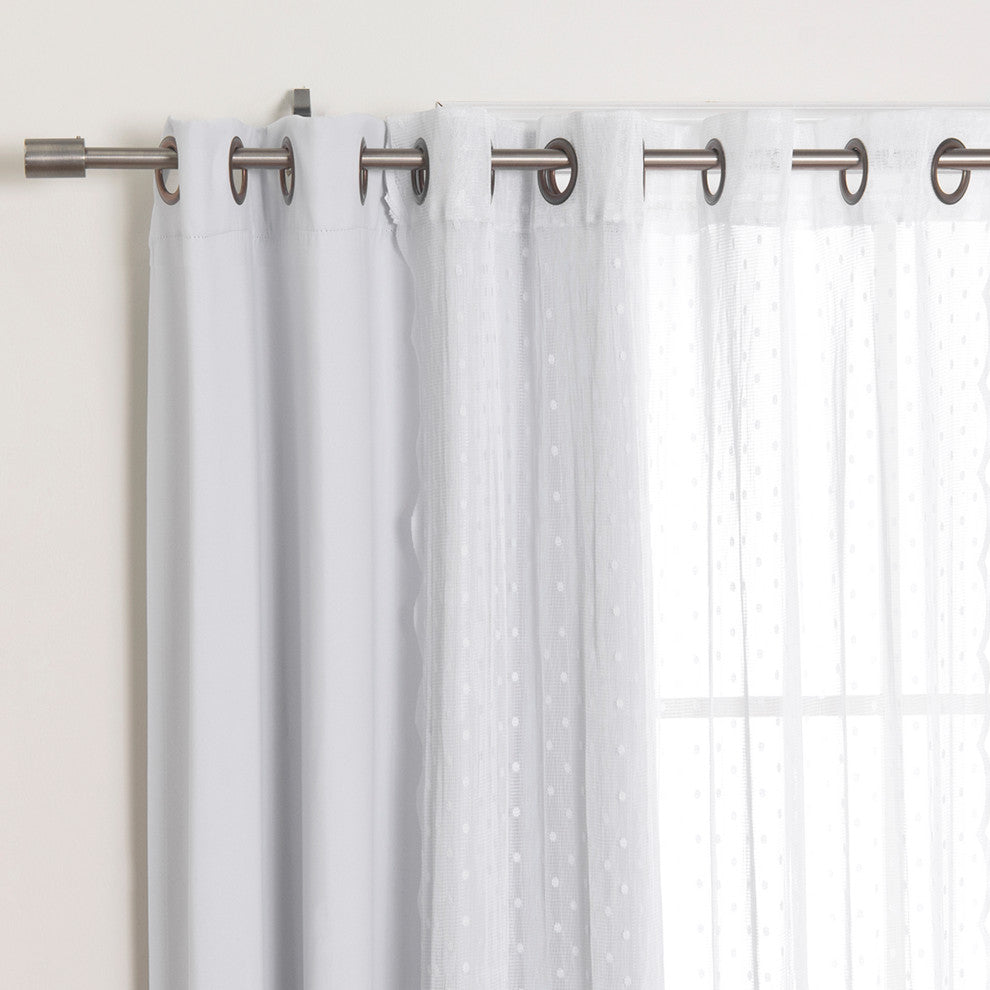 Sheer Pretty Dot and Blackout Curtains, Vapor, 52"x84"