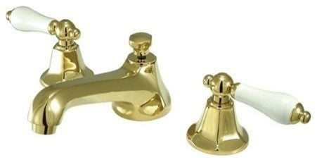 Kingston Brass Widespread Bathroom Faucet With Brass Pop-Up, Polished Brass