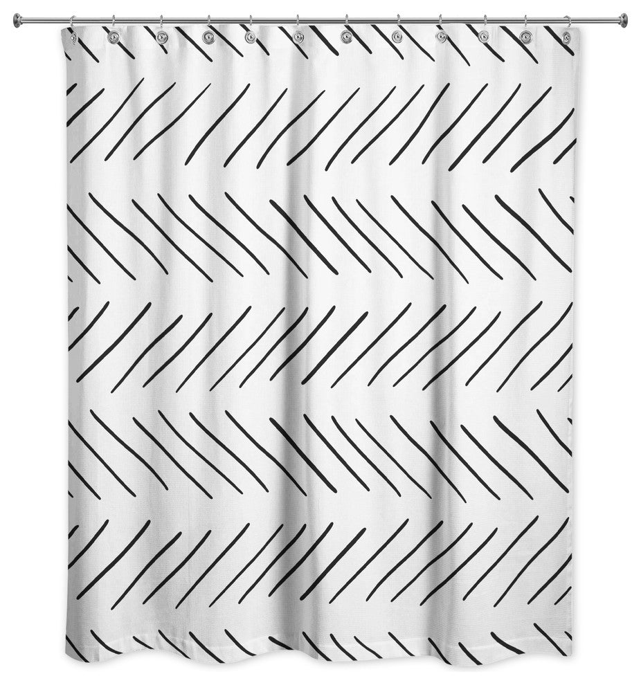 Modern Chevron Shower Curtain, Black