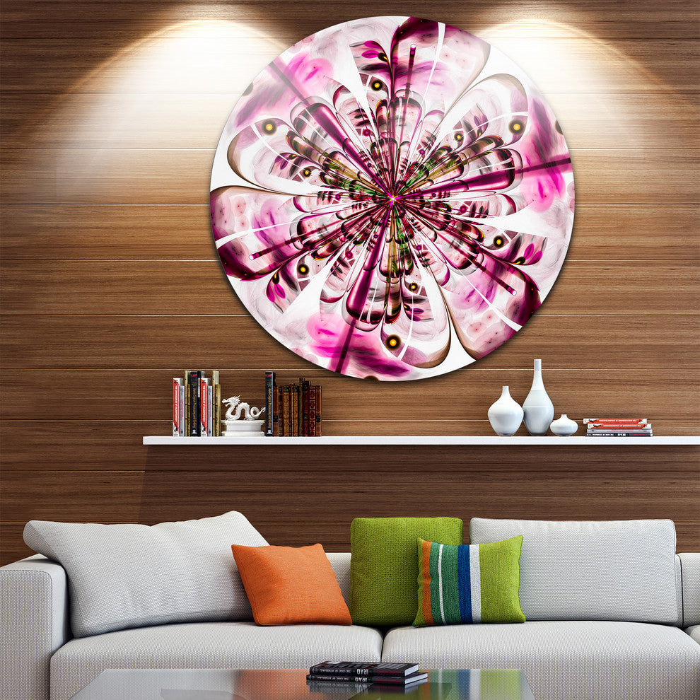 Perfect Digital Flower Art In Dark Pink, Floral Round Wall Art, 11"
