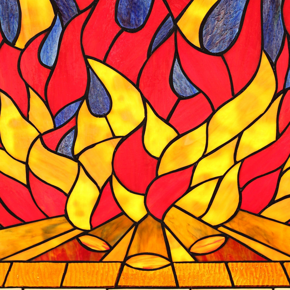 Chloe Lighting Flame Tiffany-Style 3Pcs Arched Folding Fireplace Screen 42" Wide
