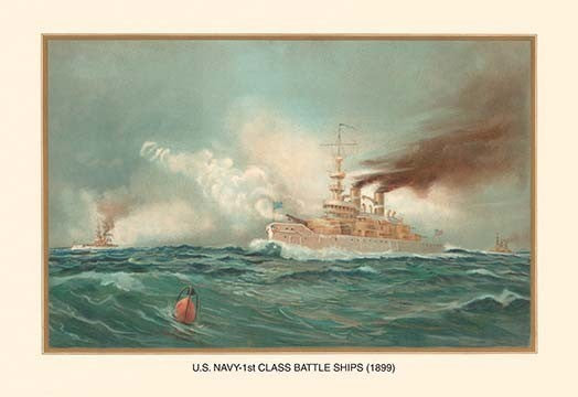 First Class Battle Ships - Gallery Wrapped Canvas Art 28" x 42"
