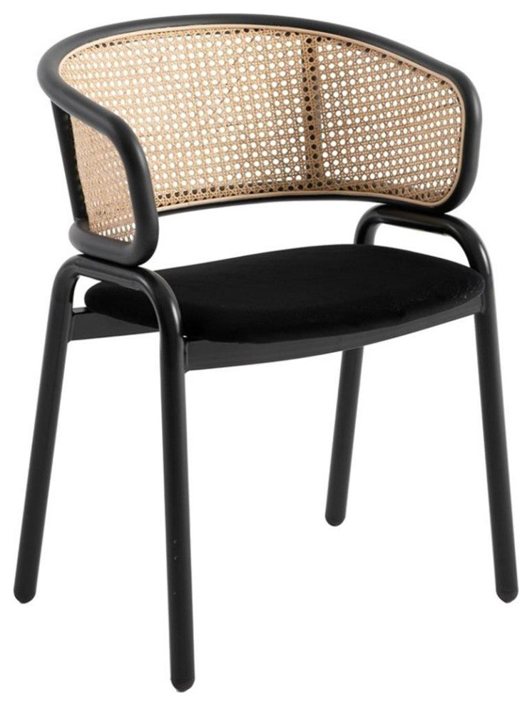 LeisureMod Ervilla Modern Dining Chair with Velvet Seat Set of 4 Black