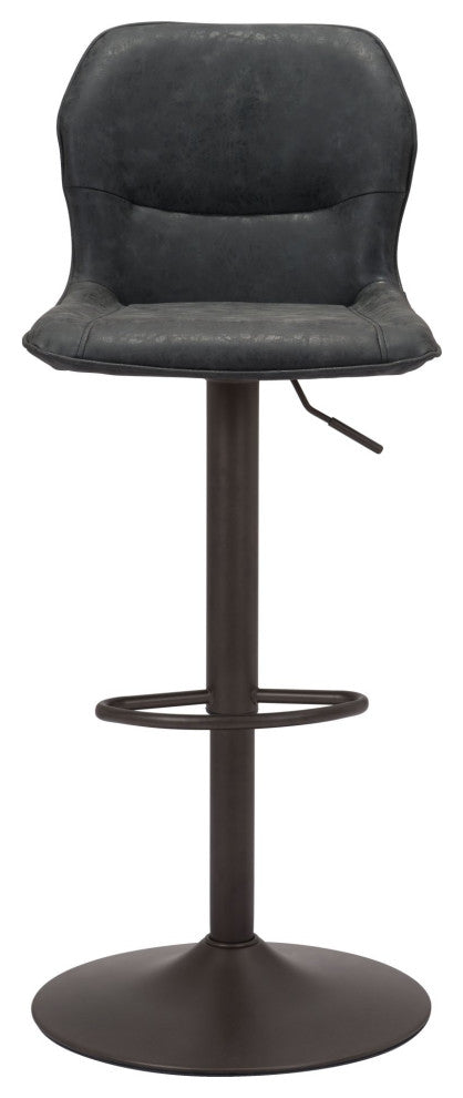 Bar Stool Chair Barstool, Faux Vinyl Leather, Steel, Vintage Black, Bronze