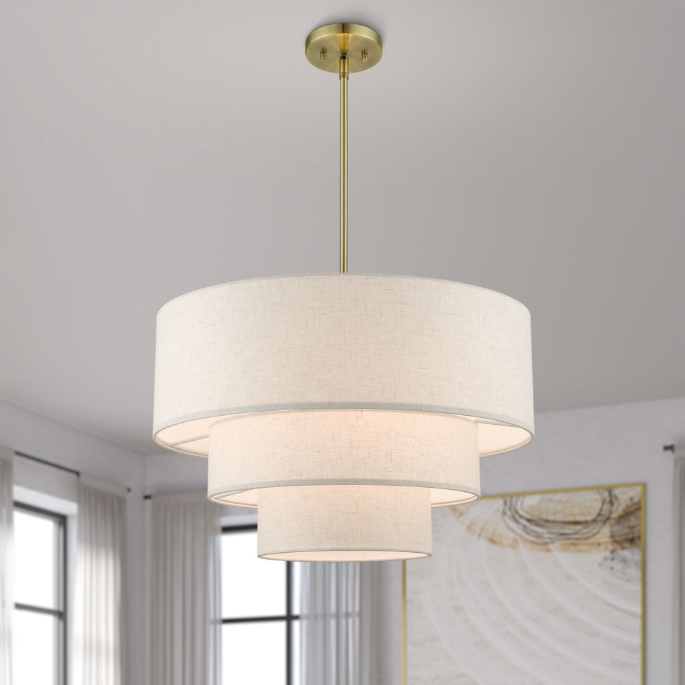 Livex Lighting Gladstone 4-Light Antique Brass Pendant Chandelier