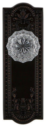 Meadows Plate Privacy Crystal Glass Knob, Timeless Bronze