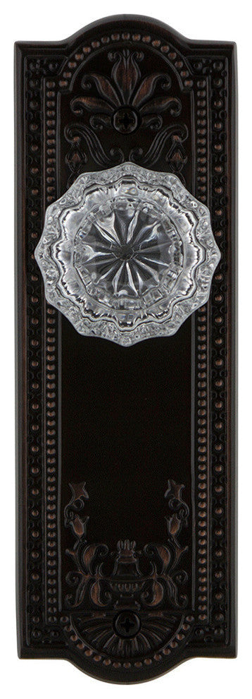 Meadows Plate Privacy Crystal Glass Knob, Timeless Bronze