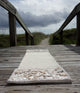 All Natural Coastal Canvas Table Runner with Real Oyster Shells