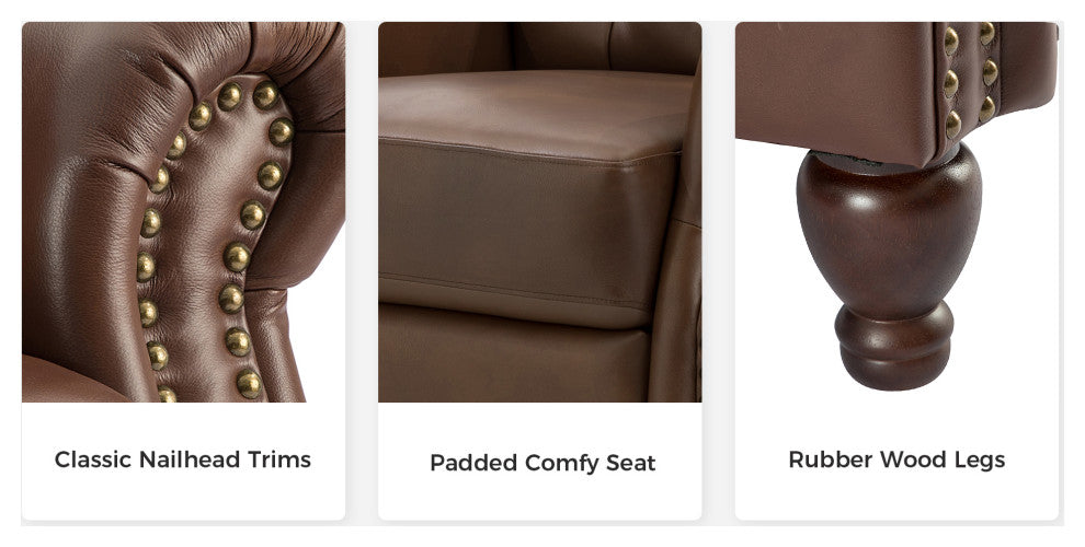 Genuine Leather Recliner, Set of 2, Burgundy