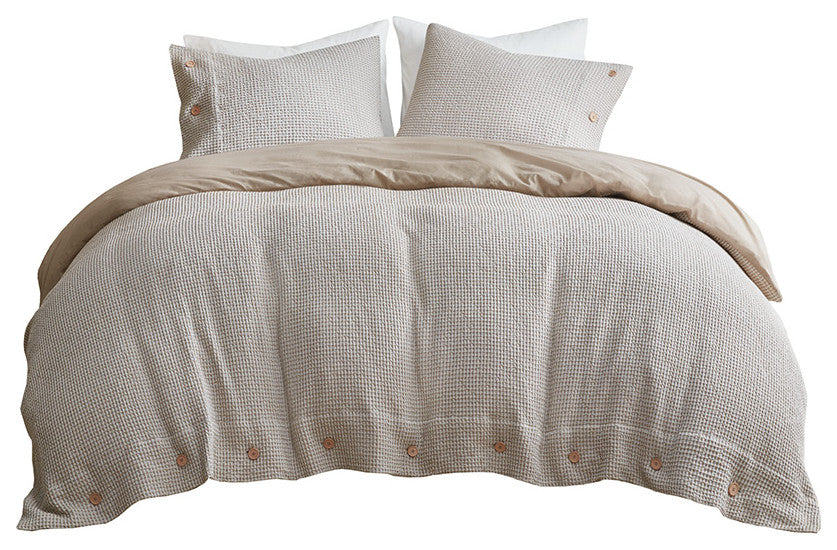Clean Spaces Mara 4 Pc Cotton and Rayon Blend Waffle Weave Comforter Cover Set