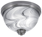 12" 2-Light Flush Mount Light, Brushed Nickel, Onyx Swirl Glass