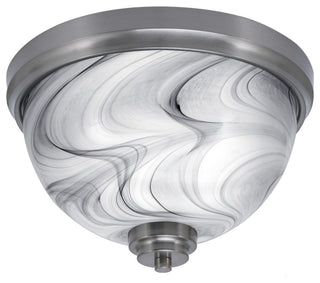 12" 2-Light Flush Mount Light, Brushed Nickel, Onyx Swirl Glass
