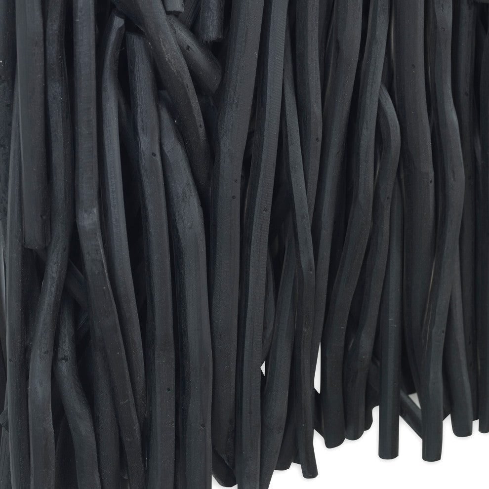 Gathered Teak Square Black Wood Wall Decor