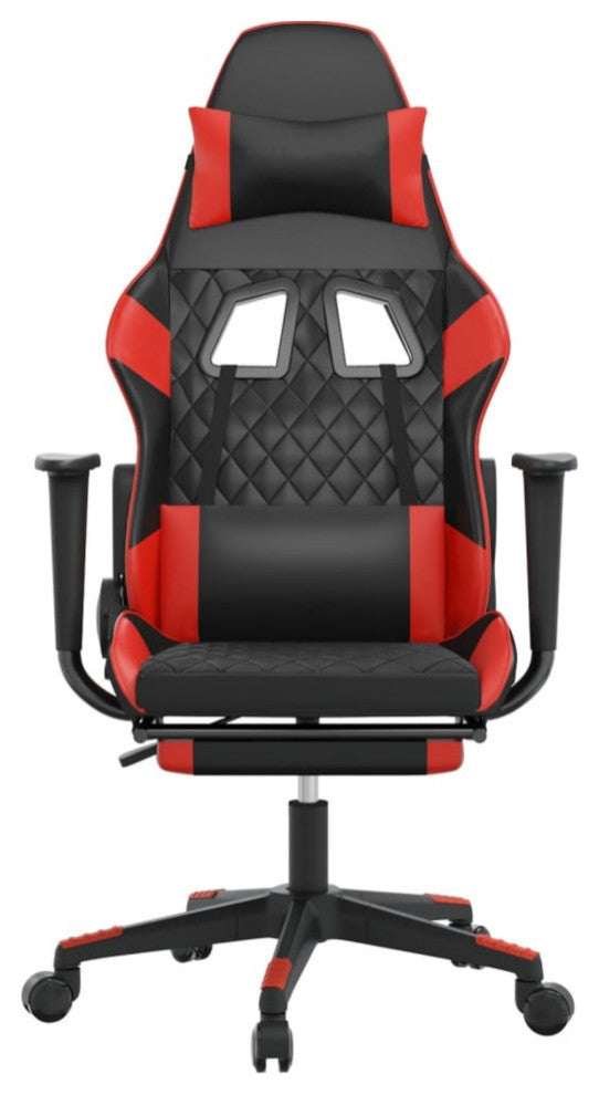vidaXL Massage Gaming Chair With Footrest Black and Red Faux Leather