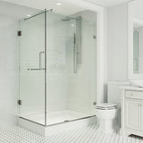 VIGO Pacifica 48"D x 36"W x 79"H Frameless Hinged Shower Enclosure, Brushed Nickel, Right Base